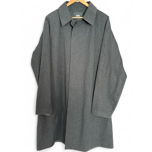 Uniqlo Men's XL Blocktech Trench Coat Gray Waterproof Cotton Lined Tech Jacket - Picture 1 of 4